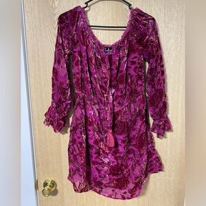 Lulu's Magenta Velvet Dress large